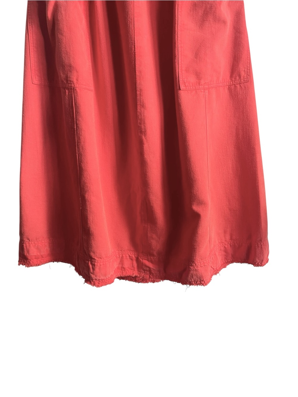 Anthro Pilcro Flutter Sleeve Midi Dress Medium Red Cotton Linen - Picture 7 of 15